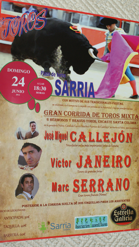 Cartel de toros de Sarria 2012