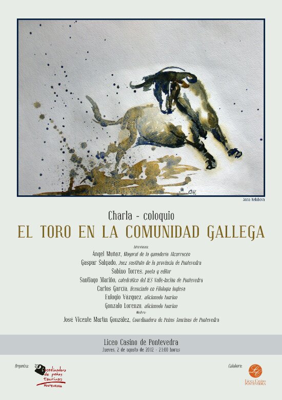 Cartel charla coloquio "El toro en la Comunidad Gallega"