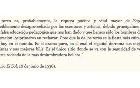 Escrito de Federico García Lorca en defensa de la tauromaquia